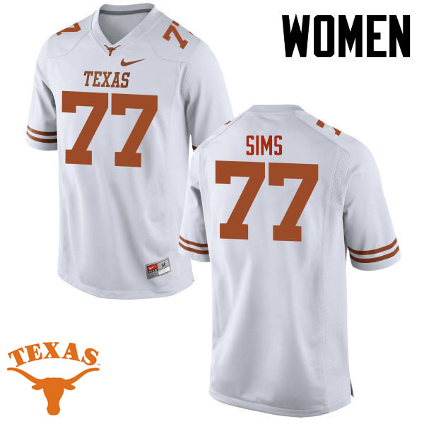 Women #77 Kenneth Sims Texas Longhorns College Football Jerseys-White